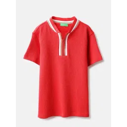 United Colors of Benetton Boys Red Cotton Textured T-Shirt-picture-26
