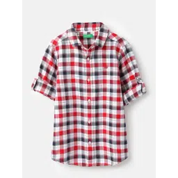 United Colors of Benetton Boys Red Pure Cotton Checked Shirt-picture-10