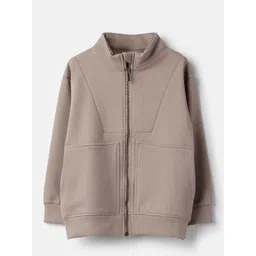 United Colors of Benetton Boys Regular Fit Mock Neck Textured Front-open Sweatshirt-picture-27