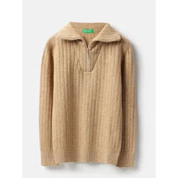 United Colors of Benetton Boys Regular Fit Mock Neck Textured Lambswool Sweater-picture-25