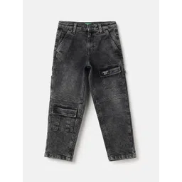 United Colors of Benetton Boys Relaxed Fit Mid-Rise Low Distress Heavy Fade Jeans-picture-25