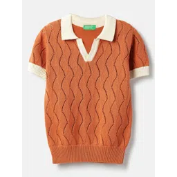 United Colors of Benetton Boys Self Design Polo Collar Pure Cotton T-shirt-picture-34