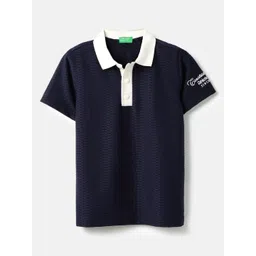 United Colors of Benetton Boys Self Design Polo Collar Pure Cotton T-shirt-picture-52