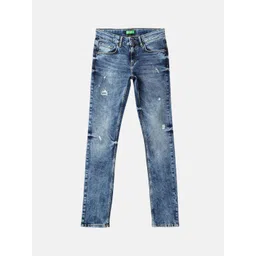 United Colors of Benetton Boys Slim Fit Mid-Rise Mildly Distressed Heavy Fade Jeans-picture-24
