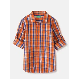 United Colors of Benetton Boys Spread Collar Tartan Checked Cotton Casual Shirt-picture-38