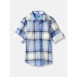 United Colors of Benetton Boys Spread Collar Tartan Checked Cotton Casual Shirt-picture-39