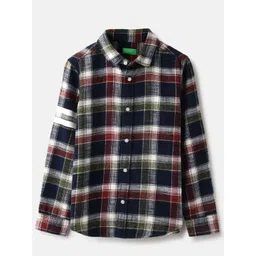 United Colors of Benetton Boys Spread Collar Tartan Checked Cotton Casual Shirt-picture-33