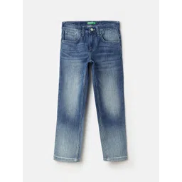 United Colors of Benetton Boys Straight Fit Mid-Rise Low Distress Heavy Fade Jeans-picture-34