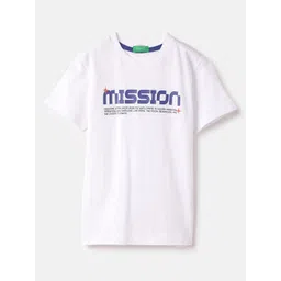 United Colors of Benetton Boys Typography Printed Pure Cotton Applique T-shirt-picture-32