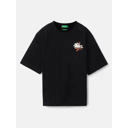 United Colors of Benetton Boys Typography Printed Round Neck Pure Cotton Oversized T-shirt-picture-34