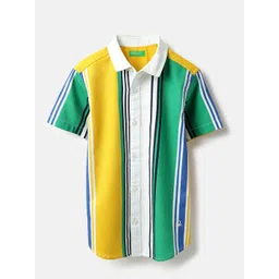 United Colors of Benetton Boys Vertical Striped Spread Collar Pure Cotton Casual Shirt-picture-18