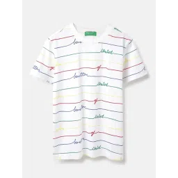 United Colors of Benetton Boys White Cotton Printed T-Shirt-picture-19