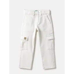 United Colors of Benetton Boys White Cotton Solid Jeans-picture-41