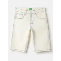 United Colors of Benetton Boys White Poly Cotton Solid Shorts-picture-11
