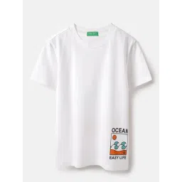 United Colors of Benetton Boys White Pure Cotton Printed T-Shirt-picture-25