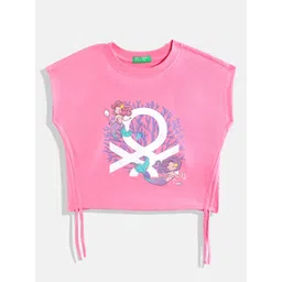 United Colors of Benetton Brand Logo Graphic Printed Sleeveless Pure Cotton Tshirt-picture-26