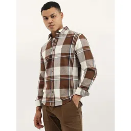 United Colors Of Benetton Brown Cotton Regular Fit Checks Shirt image 3