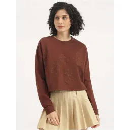 United Colors Of Benetton Brown Cotton Regular Fit Embroidered Sweatshirt-picture-17