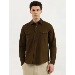 United Colors of Benetton Brown Cotton Regular Fit Texture Shirt-picture-20