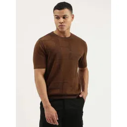 United Colors Of Benetton Brown Cotton Regular Fit Texture T-Shirt-picture-23