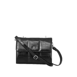 United Colors of Benetton Candace Black PU Textured Sling Handbag-picture-45