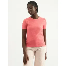 United Colors of Benetton Coral Cotton Self Pattern Top-picture-19