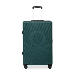 United Colors of Benetton Dark Green Glide Textured Large Hard Sided Checked Luggage-picture-28
