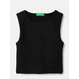 United Colors of Benetton Girls Black Pure Cotton Ribbed Top-picture-19
