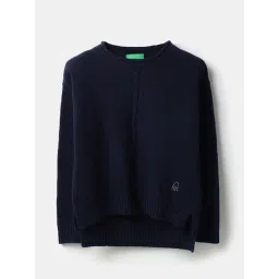 United Colors of Benetton Girls Blue Textured Sweater-picture-36