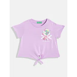 United Colors of Benetton Girls Brand Logo & Floral Print Pure Cotton Top-picture-38