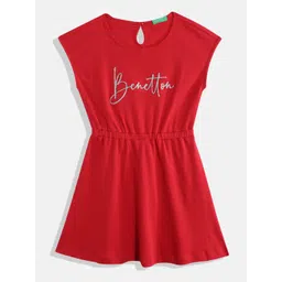 United Colors of Benetton Girls Brand Logo Print Cotton Fit & Flare Dress-picture-28