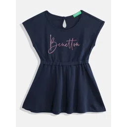 United Colors of Benetton Girls Brand Logo Print Cotton Fit & Flare Dress-picture-27