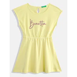 United Colors of Benetton Girls Brand Logo Print Cotton Fit & Flare Dress-picture-29