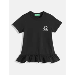 United Colors of Benetton Girls Brand Logo Print Detail A-Line Dress-picture-31