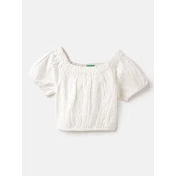 United Colors of Benetton Girls Embroidered Off-Shoulder Cotton Top-picture-16