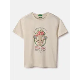 United Colors of Benetton Girls Graphic Printed Pure Cotton T-shirt-picture-42