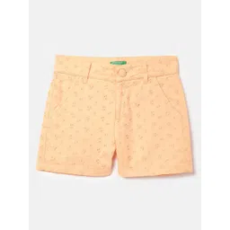 United Colors of Benetton Girls Mid-Rise Floral Embroidered Pure Cotton Shorts-picture-47