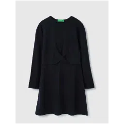 United Colors of Benetton Girls Navy Textured Full Sleeves Casual Dresses-picture-47