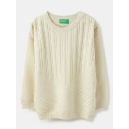 United Colors of Benetton Girls Off White Textured Sweater-picture-38