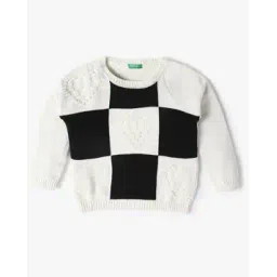 united colors of benetton Girls Optical Checked Heart Sweater-picture-30