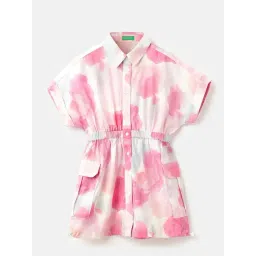 United Colors of Benetton Girls Pink Cotton Printed Dress-picture-18