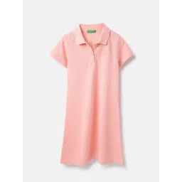United Colors of Benetton Girls Pink Cotton Solid Dress-picture-23