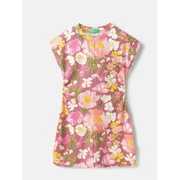 United Colors of Benetton Girls Pink Floral Print Dress-picture-29
