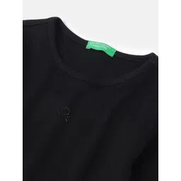 United Colors of Benetton Girls Ribbed Round Neck Cotton Top image 4