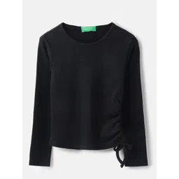 United Colors of Benetton Girls Ribbed Round Neck Cotton Top image 1