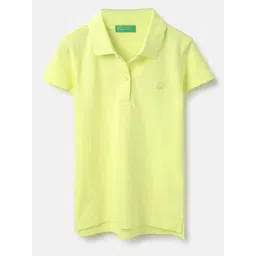 United Colors of Benetton Girls Solid Polo Collar Pure Cotton T-shirt-picture-44