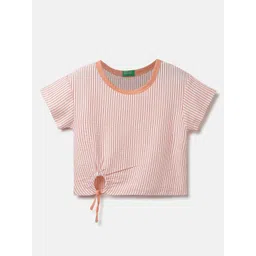 United Colors of Benetton Girls Tie-Up Detail Striped Cotton Top-picture-34
