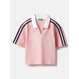 United Colors of Benetton Girls Typography Printed Polo Collar Pure Cotton T-shirt-picture-13
