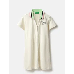 United Colors of Benetton Girls Typography Printed Pure Cotton Shirt Midi Dress-picture-54