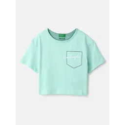 United Colors of Benetton Girls Typography Printed Round Neck Pure Cotton Boxy T-shirt-image-15